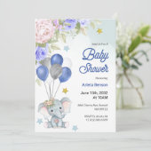 Baby shower invitation with a cute elephant 招待状 (スタンド正面)