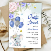 Baby shower invitation with a cute elephant  招待状