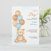 Baby shower invitation with a cute teddy bear  招待状 (スタンド正面)