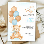Baby shower invitation with a cute teddy bear  招待状