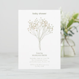 Baby Shower Invitation with Delicate Floral Art 招待状