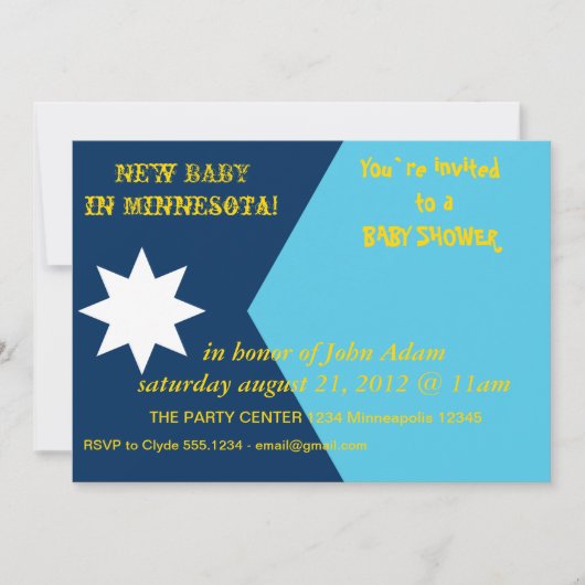 Baby Shower Invitation with Flag of Minnesota, USA 招待状 (正面)