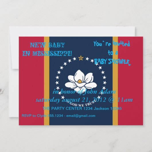 Baby Shower Invitation with Flag of Mississippi 招待状 (正面)