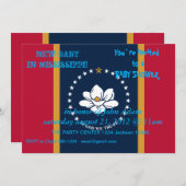 Baby Shower Invitation with Flag of Mississippi 招待状 (正面/裏面)