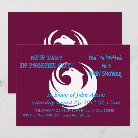 Baby Shower Invitation with Flag of Phoenix City 招待状 (正面/裏面)