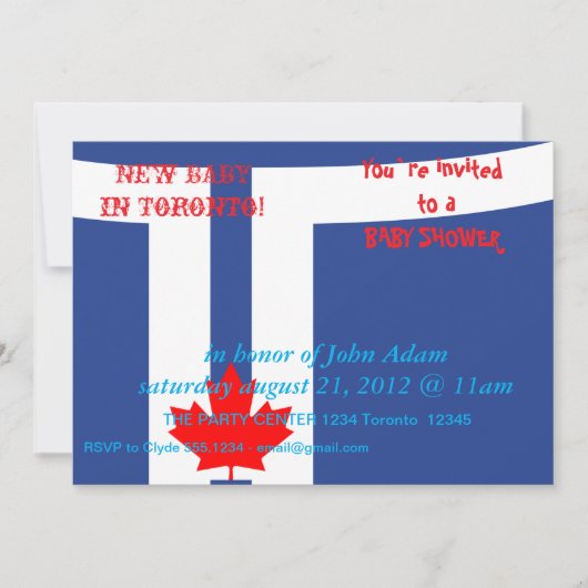 Baby Shower Invitation with Flag of Toronto 招待状 (正面)