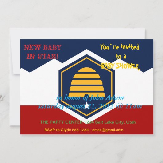 Baby Shower Invitation with Flag of Utah, USA 招待状 (正面)