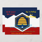 Baby Shower Invitation with Flag of Utah, USA 招待状 (正面/裏面)