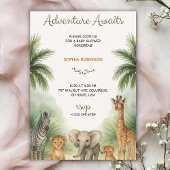 Baby shower invitation with jungle themed animals  招待状