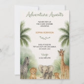 Baby shower invitation with jungle themed animals 招待状 (正面)