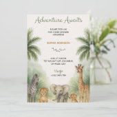Baby shower invitation with jungle themed animals 招待状 (スタンド正面)