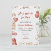 Baby shower invitation with playful teddy bear 招待状 (スタンド正面)