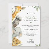 Baby shower invitation with watercolour animals 招待状 (正面)