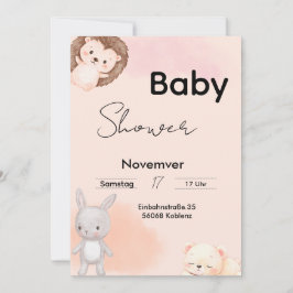 Baby Shower Invitation Woodland Animals  招待状