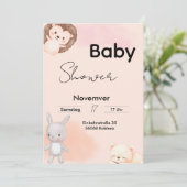 Baby Shower Invitation Woodland Animals  招待状 (スタンド正面)