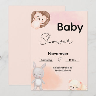 Baby Shower Invitation Woodland Animals  招待状