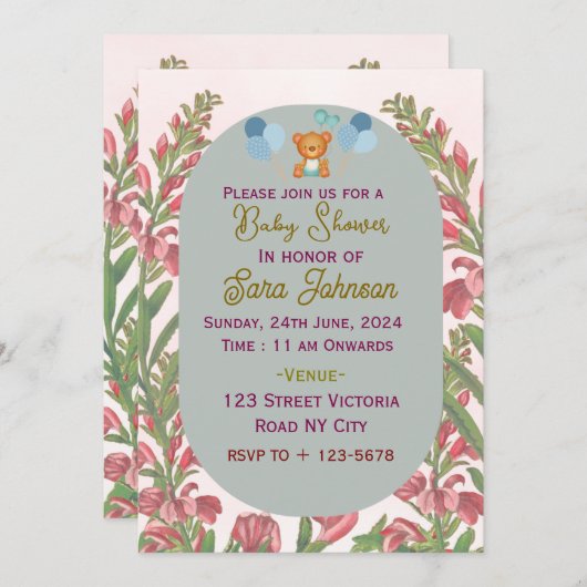 Baby Shower Invitations  招待状 (正面/裏面)