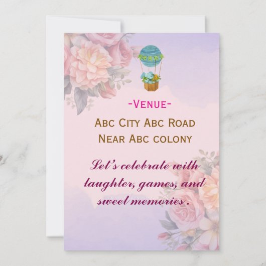 Baby Shower Invitations  招待状 (裏面)