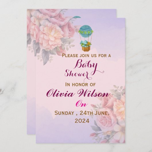 Baby Shower Invitations  招待状 (正面/裏面)