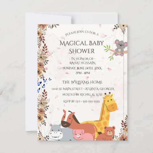 Baby Shower Invitations | Custom Wildflower Card 出欠カード (正面)