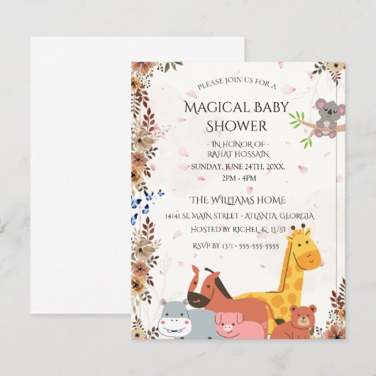 Baby Shower Invitations | Custom Wildflower Card 出欠カード (正面/裏面)