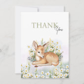 Baby shower invitations with an adorable  fawn. サンキューカード (正面)