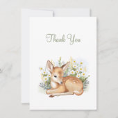 Baby shower invitations with an adorable  fawn. サンキューカード (正面)