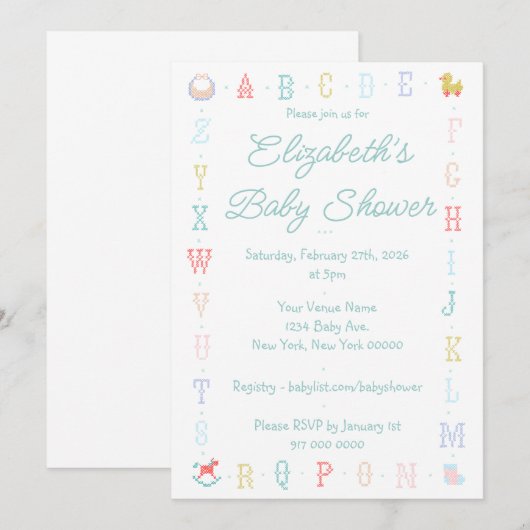 Baby Shower Invite 招待状 (正面/裏面)