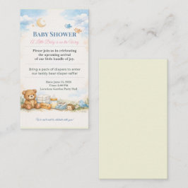 Baby Shower Invite | Teddy Bear Diaper Raffle エンクロージャーカード