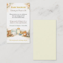 Baby Shower Invite | Woodland Diaper Raffle Card エンクロージャーカード