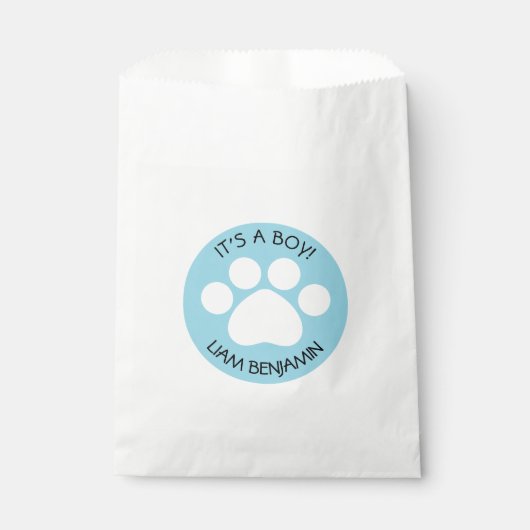 Baby Shower - It's a Boy - Paw Printテーマ フェイバーバッグ (正面)