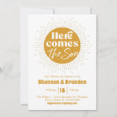 Baby Shower、It's a Boy、Sun、レトロ 招待状 (正面)