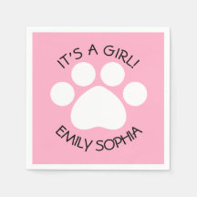 Baby Shower - It's a Girl - Paw Printテーマ