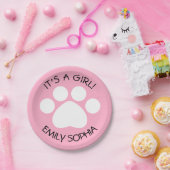 Baby Shower - It's a Girl - Paw Printテーマ ペーパープレート (パーティー)