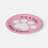 Baby Shower - It's a Girl - Paw Printテーマ ペーパープレート (アングル)