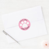 Baby Shower - It's a Girl - Paw Printテーマ ラウンドシール (封筒)