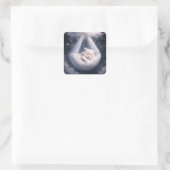 Baby Shower Kitten in a Tulle Hammock スクエアシール (バッグ)