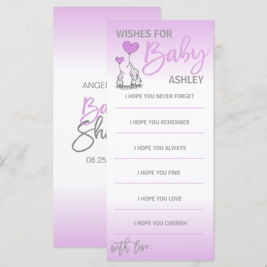 BABY Shower Lavender Purple Elephantのご要望 (正面/裏面)