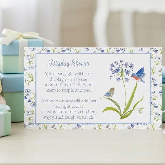 Baby Shower Lily with Bluebird Display Shower エンクロージャーカード