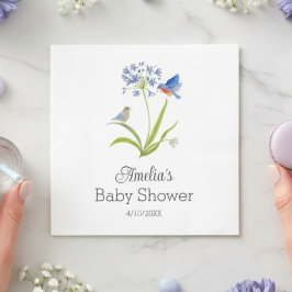 Baby Shower Lily with Bluebird Mother and Baby スタンダードカクテルナプキン