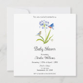 Baby Shower Lily with Bluebird Mother and Baby  招待状 (正面)