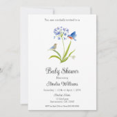 Baby Shower Lily with Bluebird Mother and Baby  招待状 (正面)