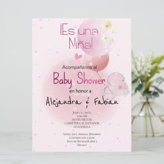 BABY SHOWER LINDO HIPO. PARA BEBÉ NIÑA 招待状 (スタンド正面)