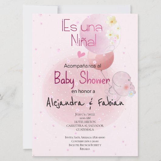 BABY SHOWER LINDO HIPO. PARA BEBÉ NIÑA 招待状 (正面)