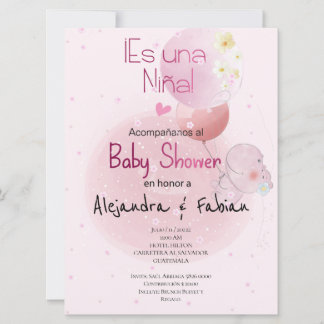 BABY SHOWER LINDO HIPO. PARA BEBÉ NIÑA 招待状
