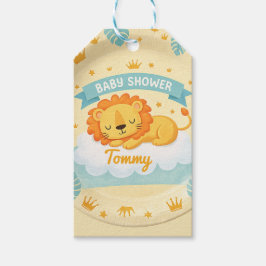 Baby Shower Lion  custom name – Cute Safari Jungle ギフトタグ