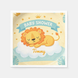 Baby Shower Lion  custom name – Cute Safari Jungle スタンダードカクテルナプキン