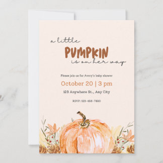 Baby Shower Little Pumpkin Fall Invitation 招待状