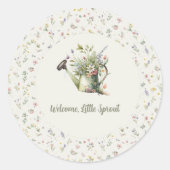 Baby Shower - "Little Sprout" Floral ラウンドシール (正面)