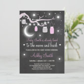 Baby Shower Love You to the Moon Shower girl pink 招待状 (スタンド正面)